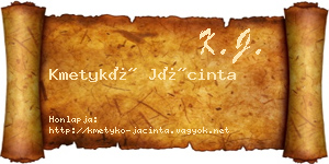 Kmetykó Jácinta névjegykártya